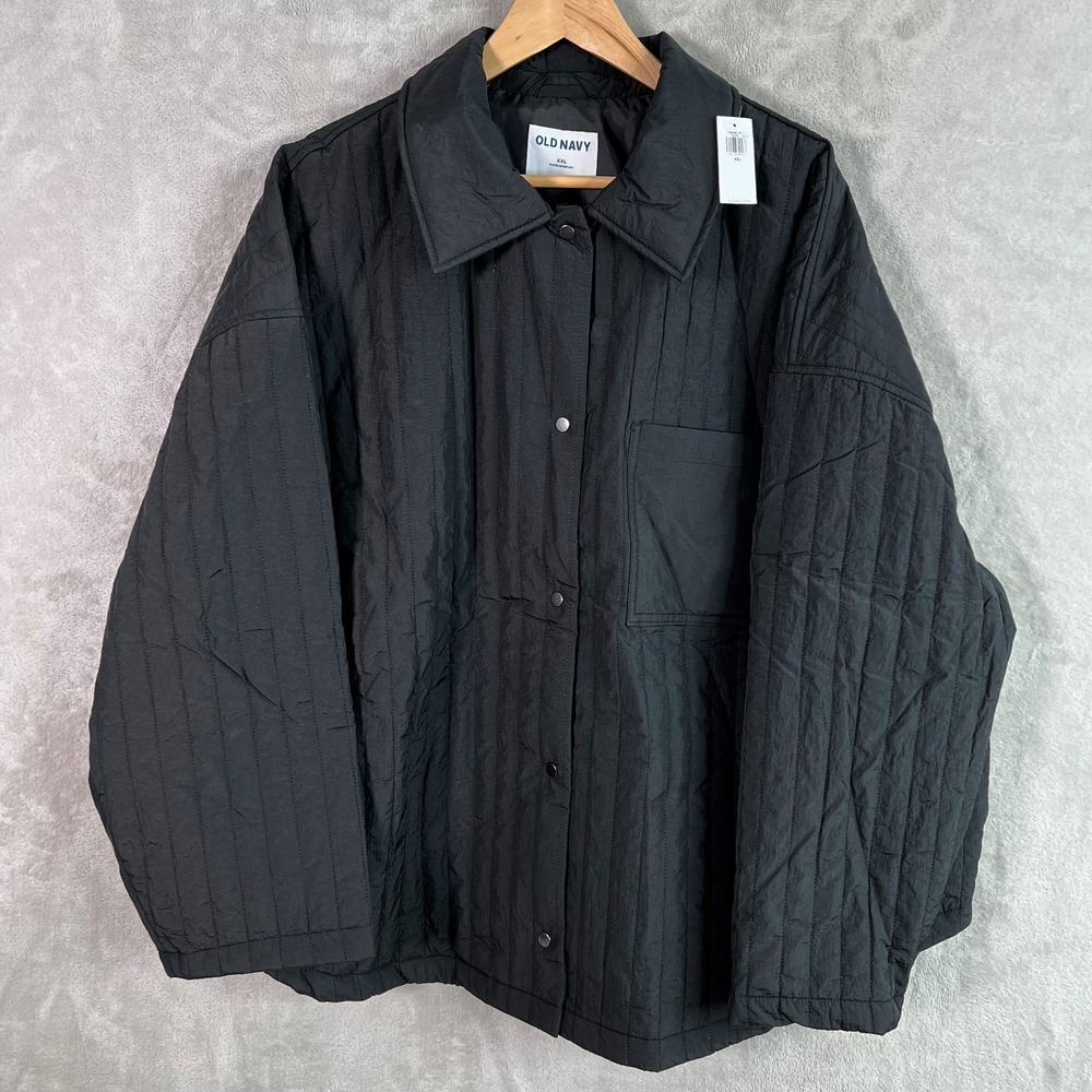 Old Navy Womens Oversized Lightweight‎ Water Resistant Quilted Jacket XXL Black